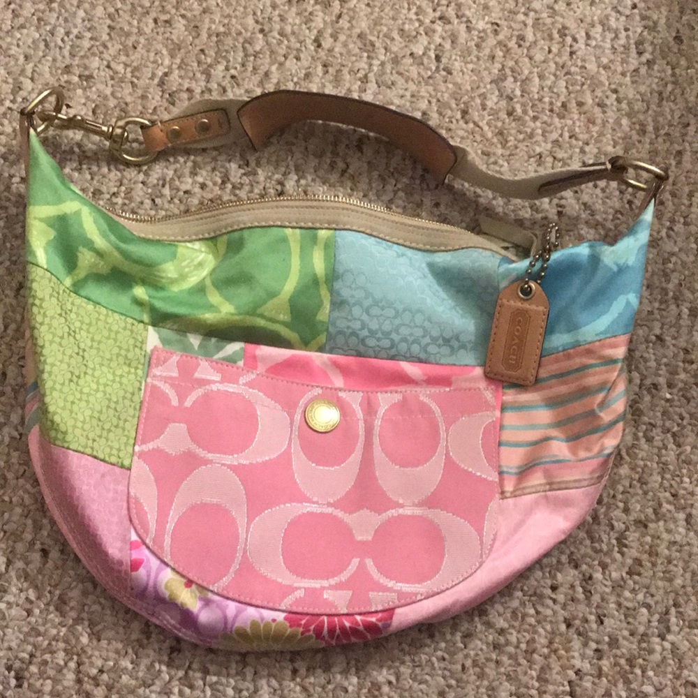 Coach patched shoulder bag